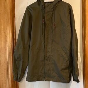 Bleecker and Broad Men’s Olive Green L Parka Hooded Full Zip w/Snaps Jacket
